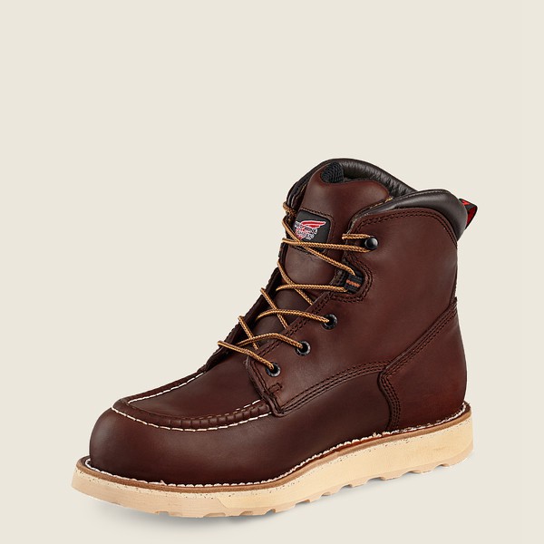 Mens Red Wing Traction Tred - 6-inch Waterproof Toe - Safety Boots Dark Brown - OED813579